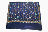 Kashmiri Embroidered Silk Saree Navy Blue Multicolor Embroidery #SA-104