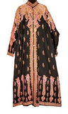 Woolen Coat Extra Long Jacket Black Maxi, Multicolor Embroidery #SH-101