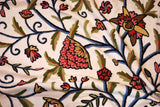 Crewel Bedspread "Tree of Life" Off-White, Multicolor Embroidery Kingsize #DDR1102