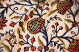 Crewel Bedspread "Tree of Life" Off-White, Multicolor Embroidery Kingsize #DDR1102