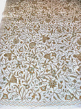 Cotton Crewel Embroidered Bedspread "Tree of Life" Off-White, Multicolor #DDR1330