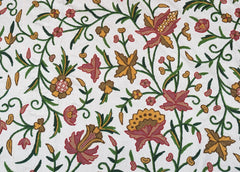 Crewel Cotton Bedspread Off-White, Multicolor #FLR1104