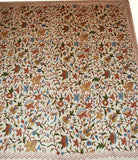 Cotton Crewel Embroidered Bedspread Off-White, Multicolor #FLR1105