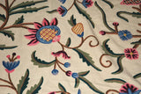 Cotton Crewel Embroidered Bedspread Beige, Multicolor #FLR1337
