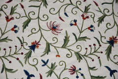 Cotton Crewel Embroidered Bedspread Jacobean, Multicolor #TML1002