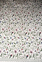 Cotton Crewel Embroidered Bedspread Jacobean, Multicolor #TML1002