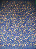 Cotton Crewel Embroidered Bedspread Jacobean Navy Blue, Multicolor #TML1207
