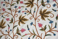 Crewel Cotton Bedspread "Maple" Off-White, Multicolor #CHR1102