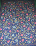 Crewel Cotton Bedspread "Maple" Navy Blue, Multicolor #CHR1304