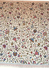 Crewel Cotton Bedspread "Tree of Life" Off-White, Multicolor #DDR1001