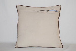 Crewel Wool on Cotton Throw Pillow Cushion Cover Beige, Multicolor #CW271