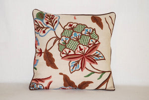 Fabulous Decorative Crewel Cotton Throw Pillow Cushion Cover Beige, Multicolor #CW271