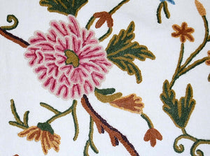 Multicolor Floral Cotton Crewel Embroidery Fabric #BJK001
