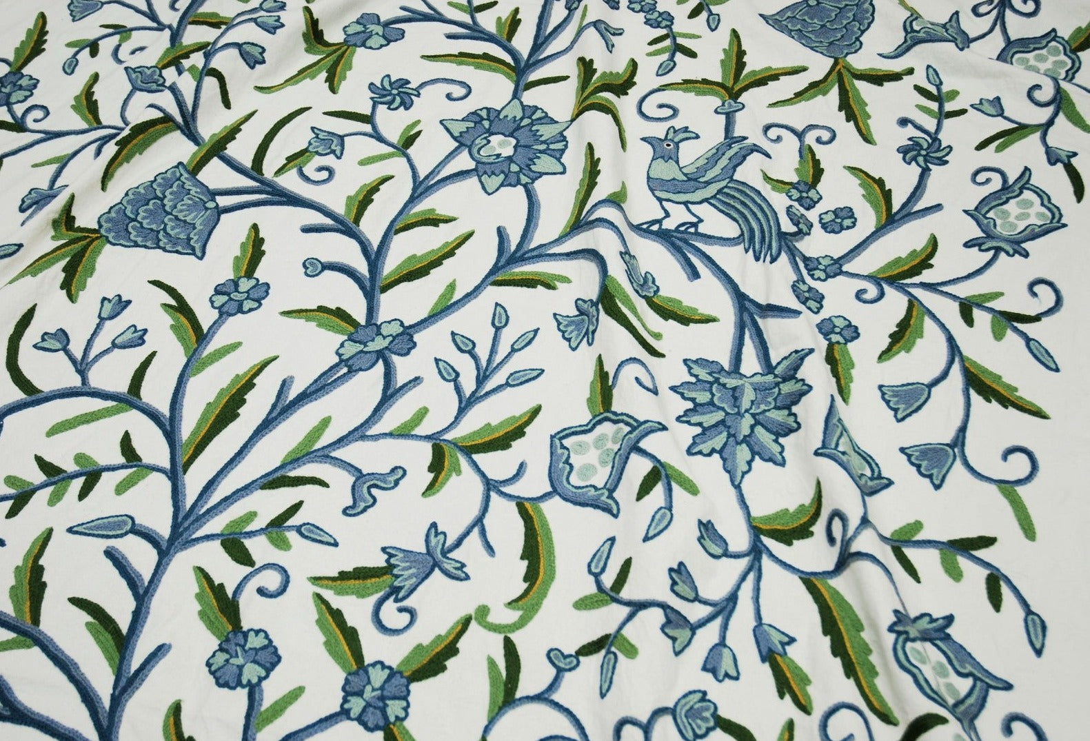 Cotton Crewel Embroidered Fabric Jacobean Cream, Multicolor #TML002 - Best  of Kashmir