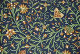 Cotton Crewel Embroidered Fabric Tree of Life Navy, Multicolor #DDR102