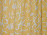 Cotton Crewel Embroidered Fabric, White on Beige #FLR021