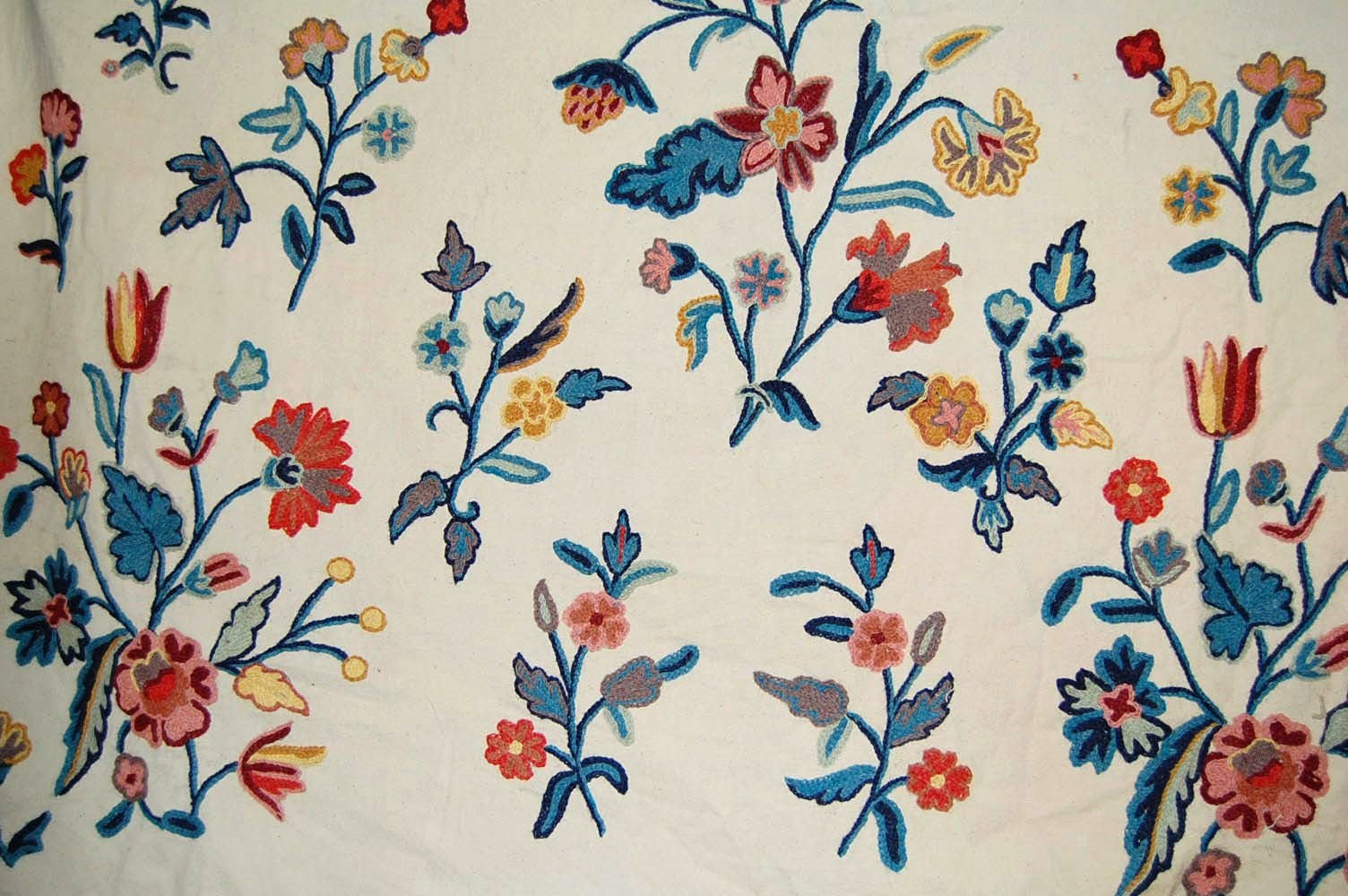 Multicolor Butterfly Cotton Crewel Embroidery Fabric #BFL401