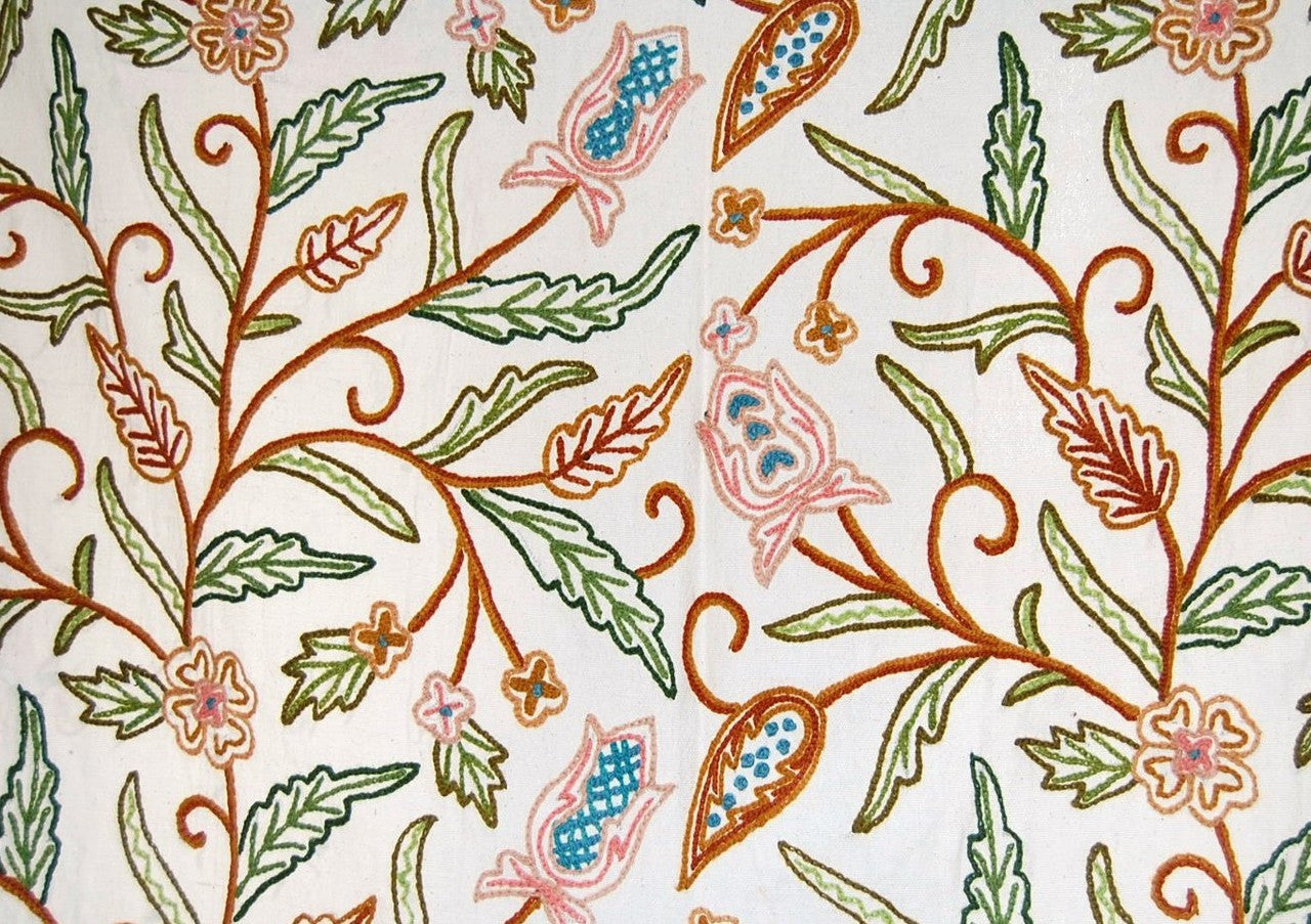 Multicolor "Jacobean" Cotton Crewel Embroidery Fabric #SNL102