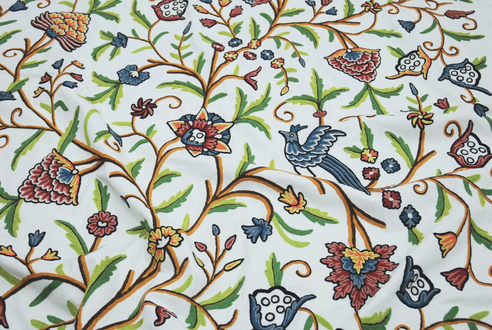 Multicolor Butterfly Cotton Crewel Embroidery Fabric #BFL401 - Best of  Kashmir