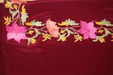 Kashmir Silk Sari Saree Maroon, Multicolor Embroidery #SA-108