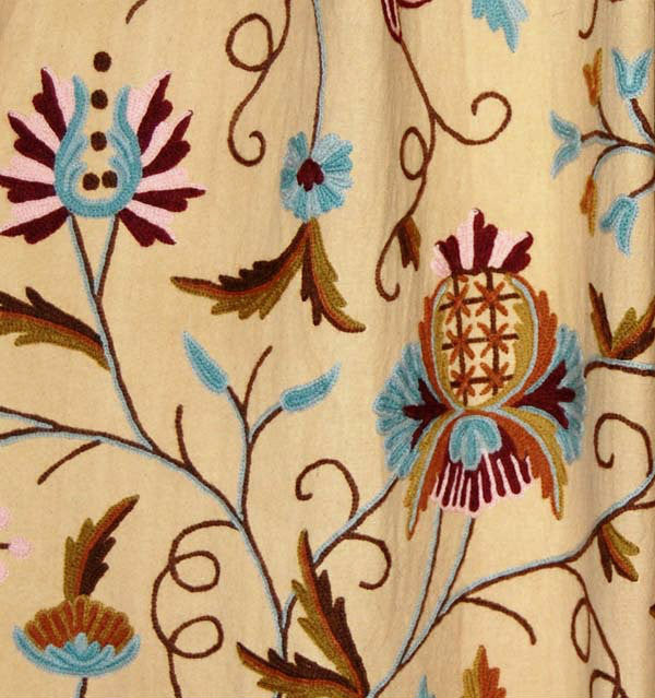 Custom Made Crewel Embroidered Pre-Order Fabric Beige, Multicolor #3327