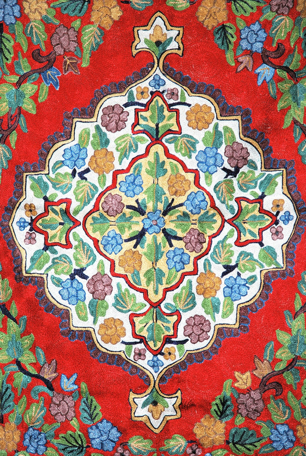 Chain Stitch Tapestry Silk Rug, Multicolor Embroidered 2.5x4 feet #CWR10101