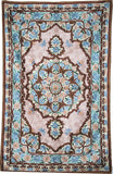 Chain Stitch Tapestry Silk Rug, Pink and Blue 2.5x4 feet #CWR10107