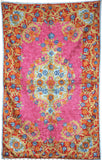 Chain Stitch Tapestry Silk Rug, Multicolor Embroidered 2.5x4 feet #CWR10108