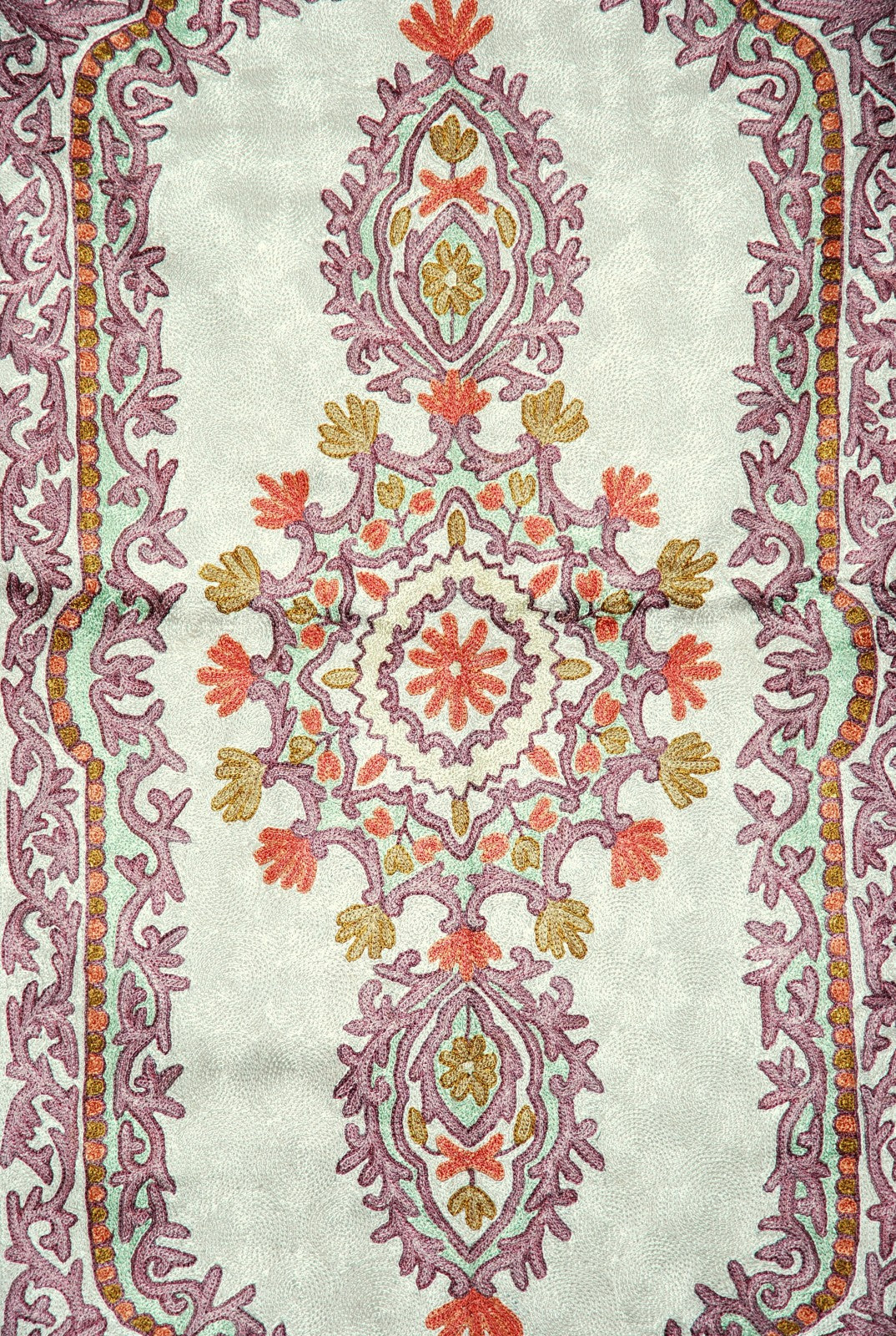 Chain Stitch Tapestry Silk Rug, Multicolor Embroidered 2.5x4 feet #CWR10110