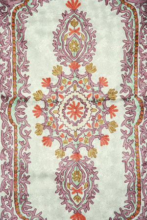 ChainStitch Tapestry Silk Area Rug, Multicolor Embroidery 2.5x4 feet #CWR10110