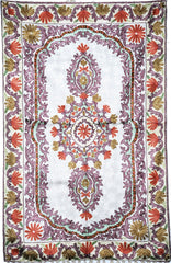 Chain Stitch Tapestry Silk Rug, Multicolor Embroidered 2.5x4 feet #CWR10110