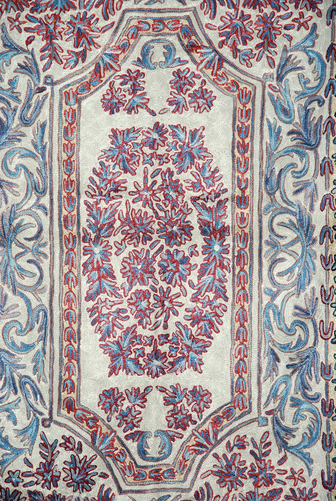 Kashmiri Silk Area Rug Tapestry, Multicolor Embroidery 2.5x4 feet #CWR10112