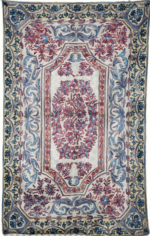 ChainStitch Tapestry Silk Area Rug, Multicolor Embroidery 2.5x4 feet #CWR10112