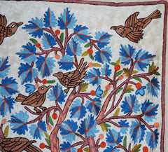 Hand Embroidered Area Rug, Tree of Life Tapestry Silk Rug, Multicolor 2.5x4 feet #CWR10114