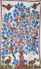 Hand Embroidered Area Rug, Tree of Life Tapestry Silk Rug, Multicolor 2.5x4 feet #CWR10114