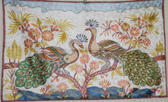 Chain Stitch Tapestry Wool Rug "Peacock", Multicolor Embroidered 2.5x4 feet #CWR10115