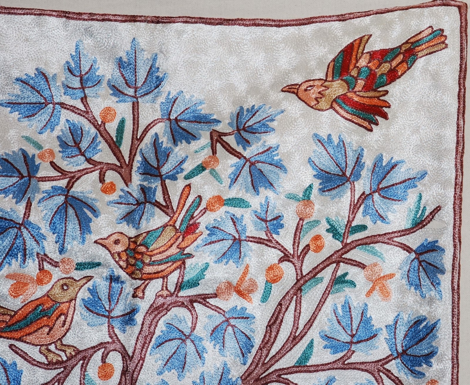 Hand Embroidered Area Rug, Tree of Life Tapestry Silk Rug, Multicolor 2.5x4 feet #CWR10116