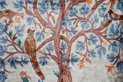 Hand Embroidered Area Rug, Tree of Life Tapestry Silk Rug, Multicolor 2.5x4 feet #CWR10116