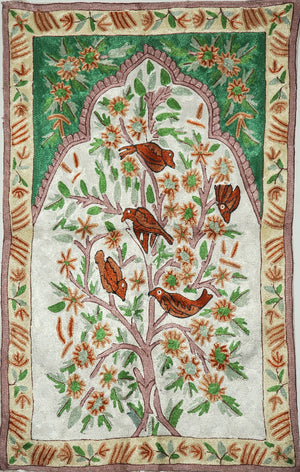 Kashmiri Silk Area Rug Tapestry, Multicolor Embroidery 2x3 feet #CWR6203