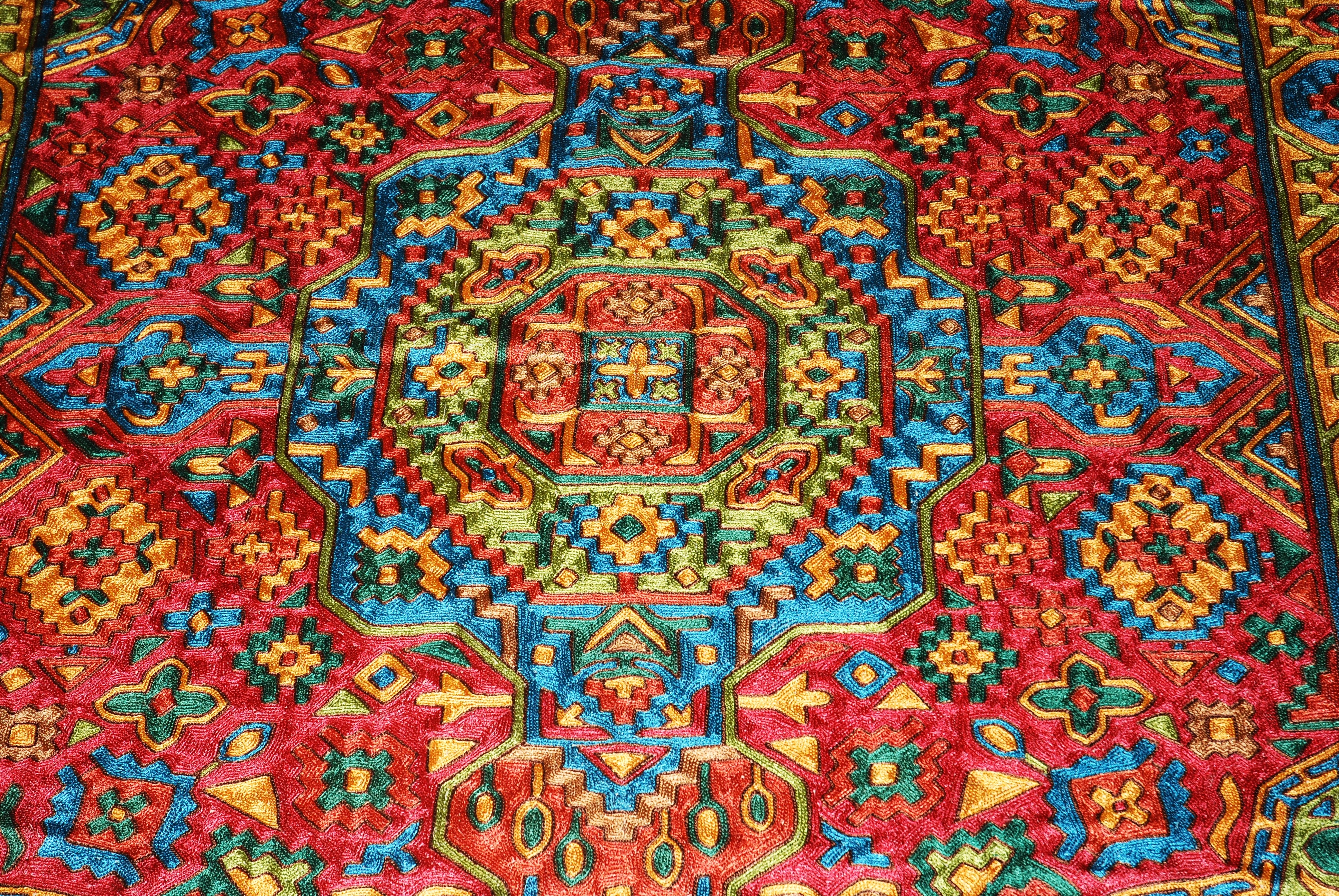 Chain Stitch Tapestry Silk Rug, Multicolor Embroidered 7x5 feet #CWR35202