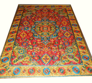 Multicolor Silk Embroidery Tapestry Area Rug 7x5 feet #CWR35202