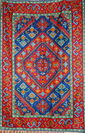 ChainStitch Tapestry Silk Area Rug, Multicolor Embroidery 6x4 feet #CWR24202
