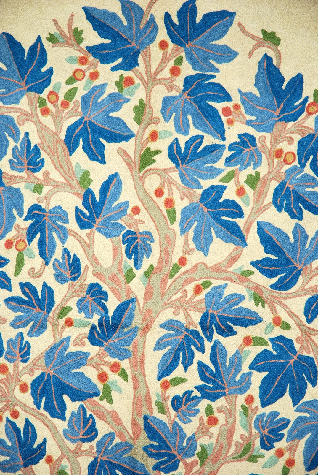Chain Stitch Tapestry Wool Rug "Maple", Multicolor Embroidered 2.5x4 feet #CWR10012