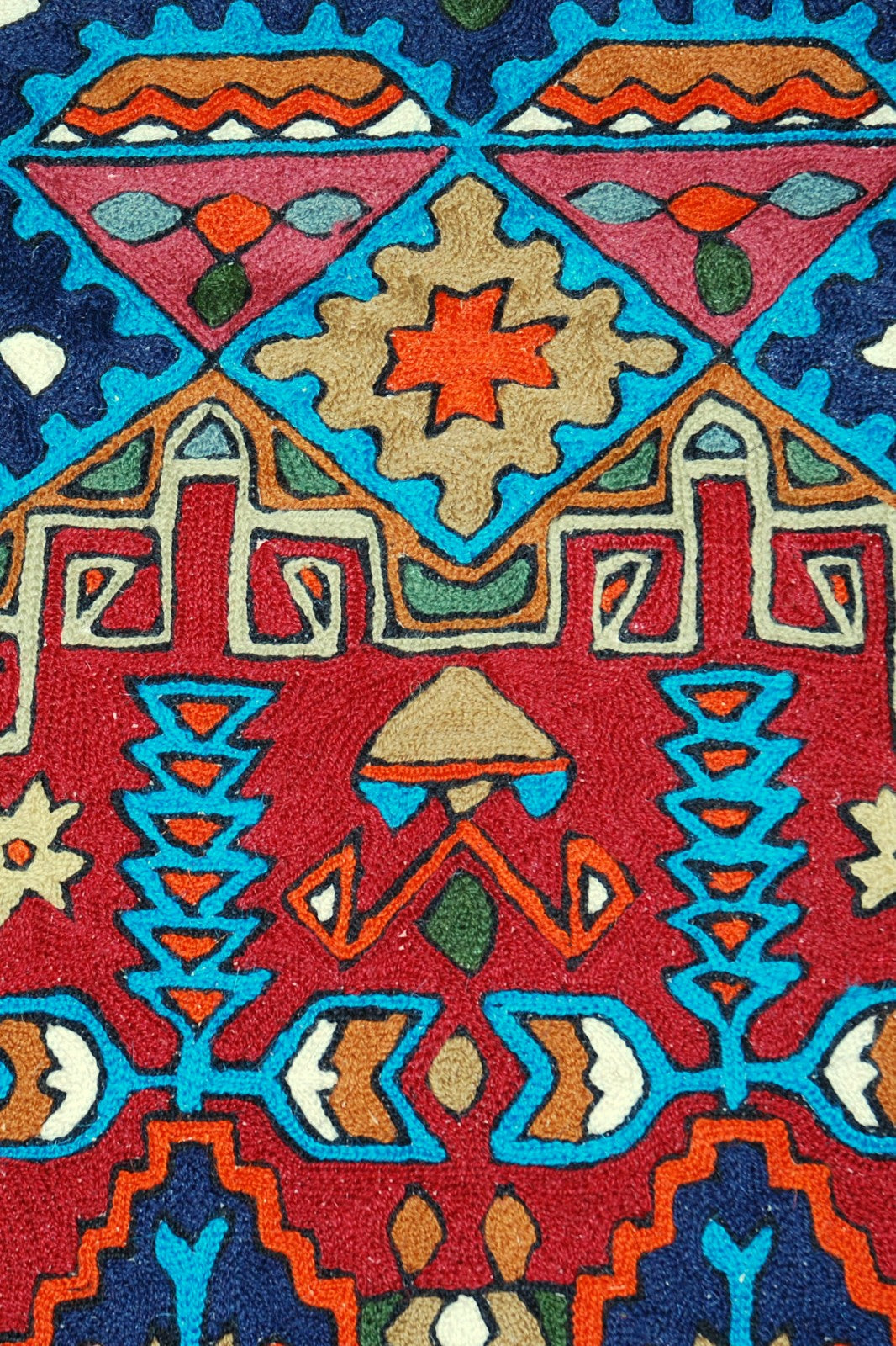 Chain Stitch Tapestry Kelim Wool Rug, Multicolor Embroidered 2.5x4 feet #CWR10015