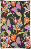 Chain Stitch Tapestry Wool Rug "Butterfly", Multicolor Embroidered 2.5x4 feet #CWR10016