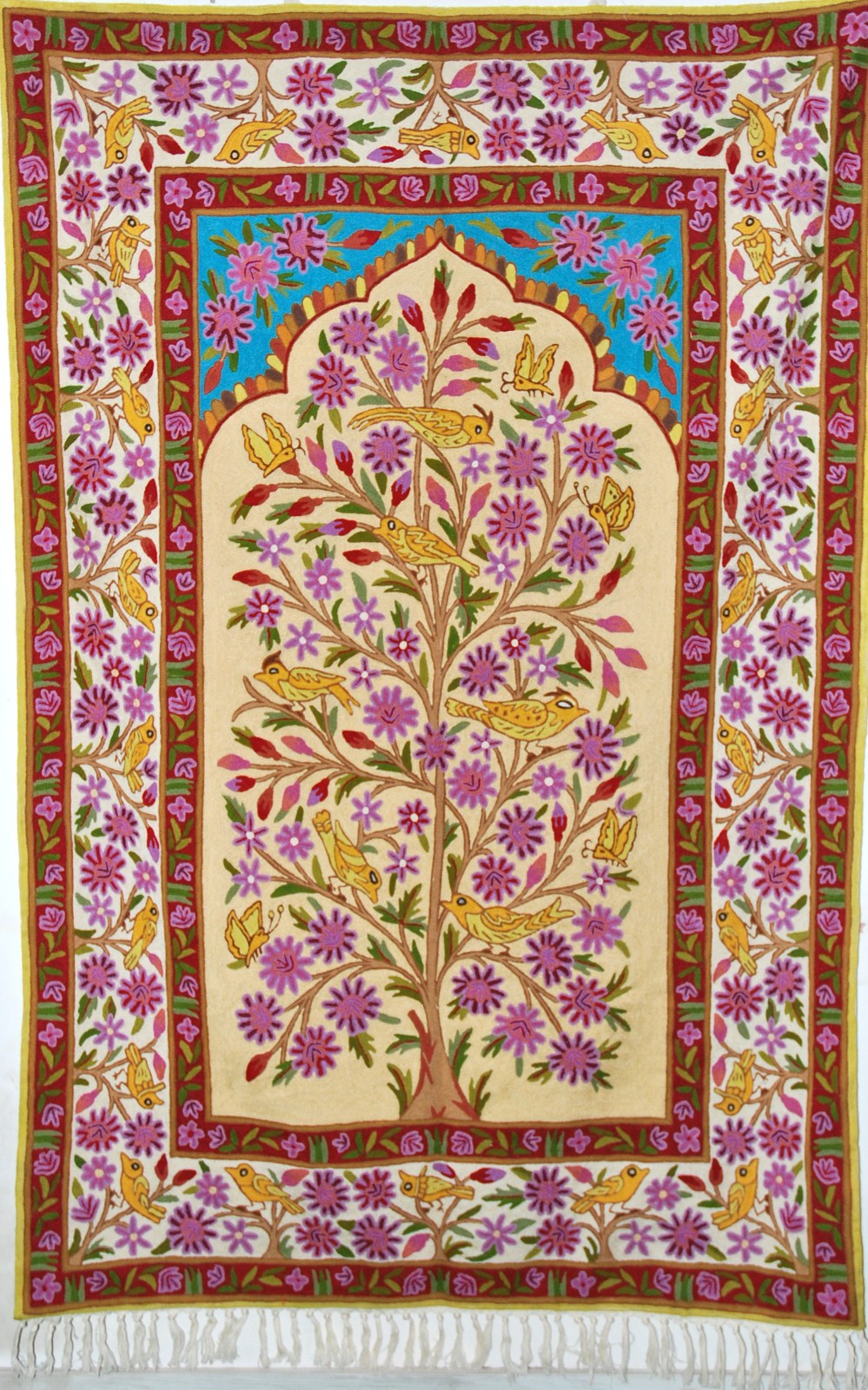 Hand Embroidered Area Rug, Tapestry Wool Rug, Multicolor 6x4 feet #CWR24113