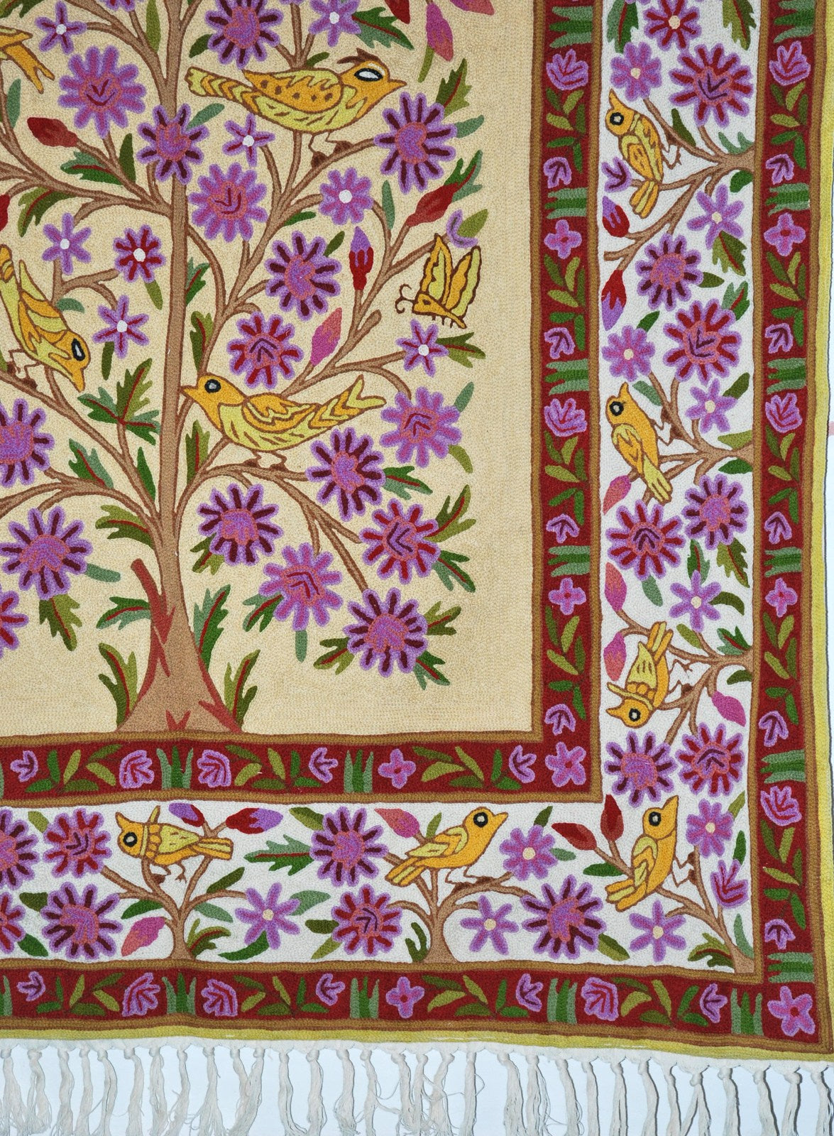 Hand Embroidered Area Rug, Tapestry Wool Rug, Multicolor 6x4 feet #CWR24113