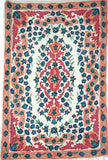 Hand Embroidered Area Rug, Tapestry Wool Rug, Pink and Blue 2x3 feet #CWR6104