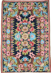 Hand Embroidered Area Rug, Tapestry Wool Rug, Multicolor 2x3 feet #CWR6106