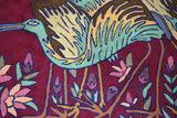 Chain Stitch Tapestry Wool Rug "Birds", Multicolor Embroidered 2x3 feet #CWR6111